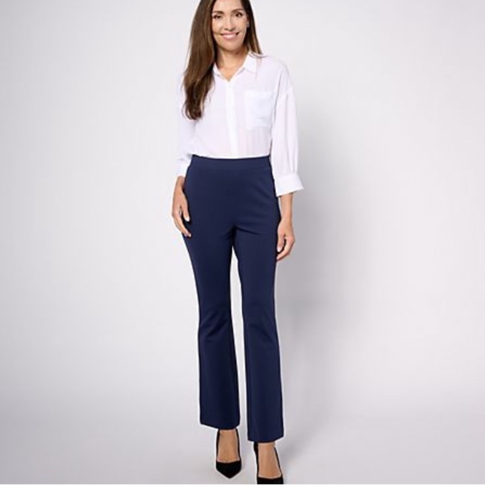 Isaac Mizrahi Live! Petite Crepe Ponte Baby Bootcut Pants